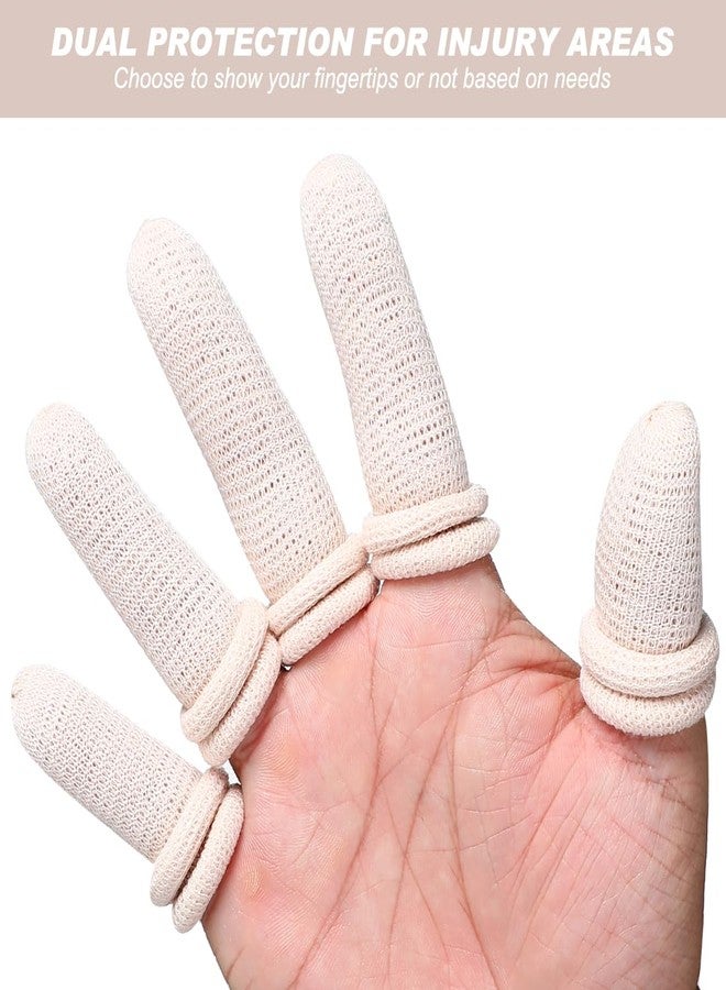 LINXIU 10Pcs Finger Bandage Fingertip Bandages Breathable Thumb Protector Skin Color Cotton Fingers Cots for Work Kitchen Garden - Image 4